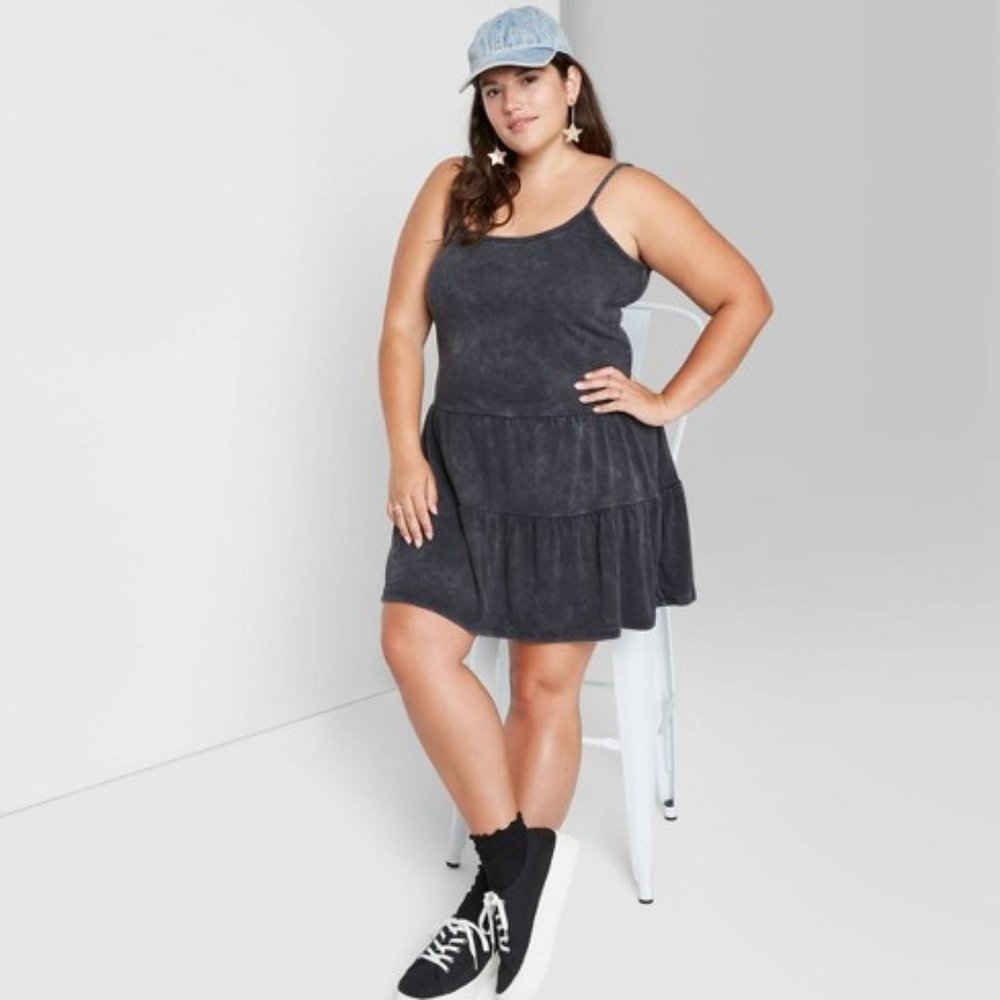 Wild Fable Mineral Wash Tank Sweatshirt Dress BLCK